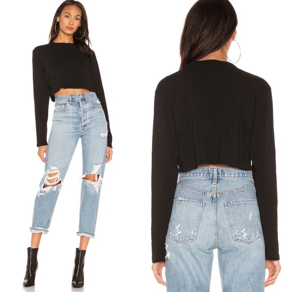 Cotton Citizen Tops - Cotton Citizen Tokyo Crop Shirt in Jet Black L NWT